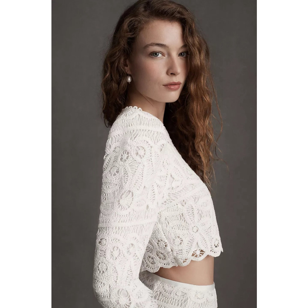 Anthropologie Saylor White Lace Bernie Top and Skirt Set - Picture 5 of 11